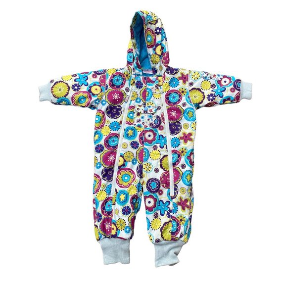 Hanna Andersson Floral One-Piece Snowsuit Double Zip Quilted Gorpcore-18-24 mos